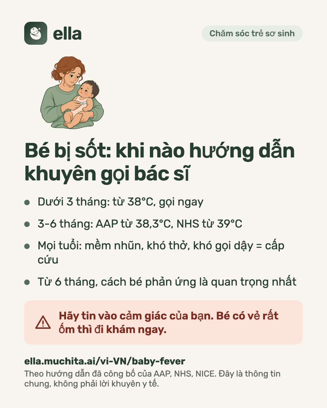 Bé bị sốt: khi nào hướng dẫn khuyên gọi bác sĩ