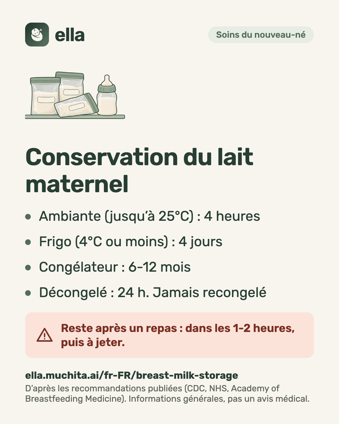 Conservation du lait maternel