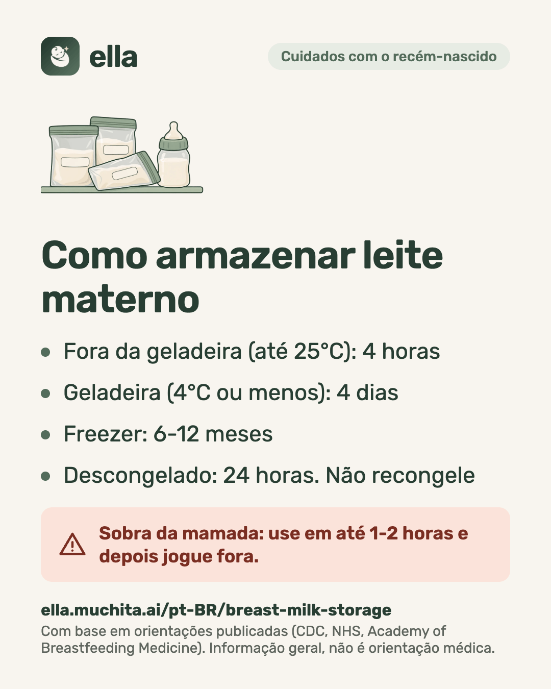 Como armazenar leite materno