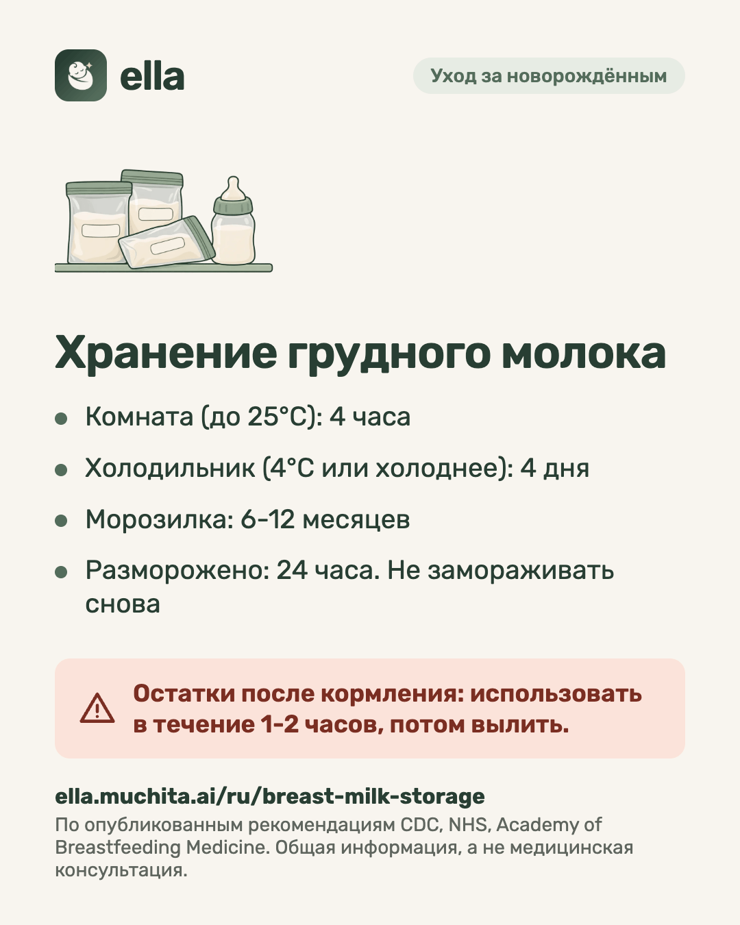 Хранение грудного молока