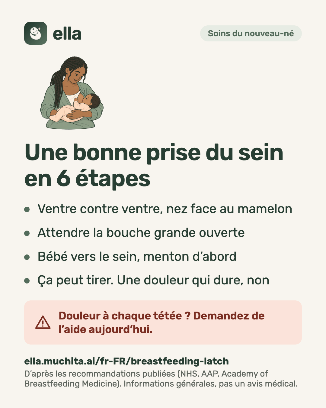 Une bonne prise du sein en 6 étapes