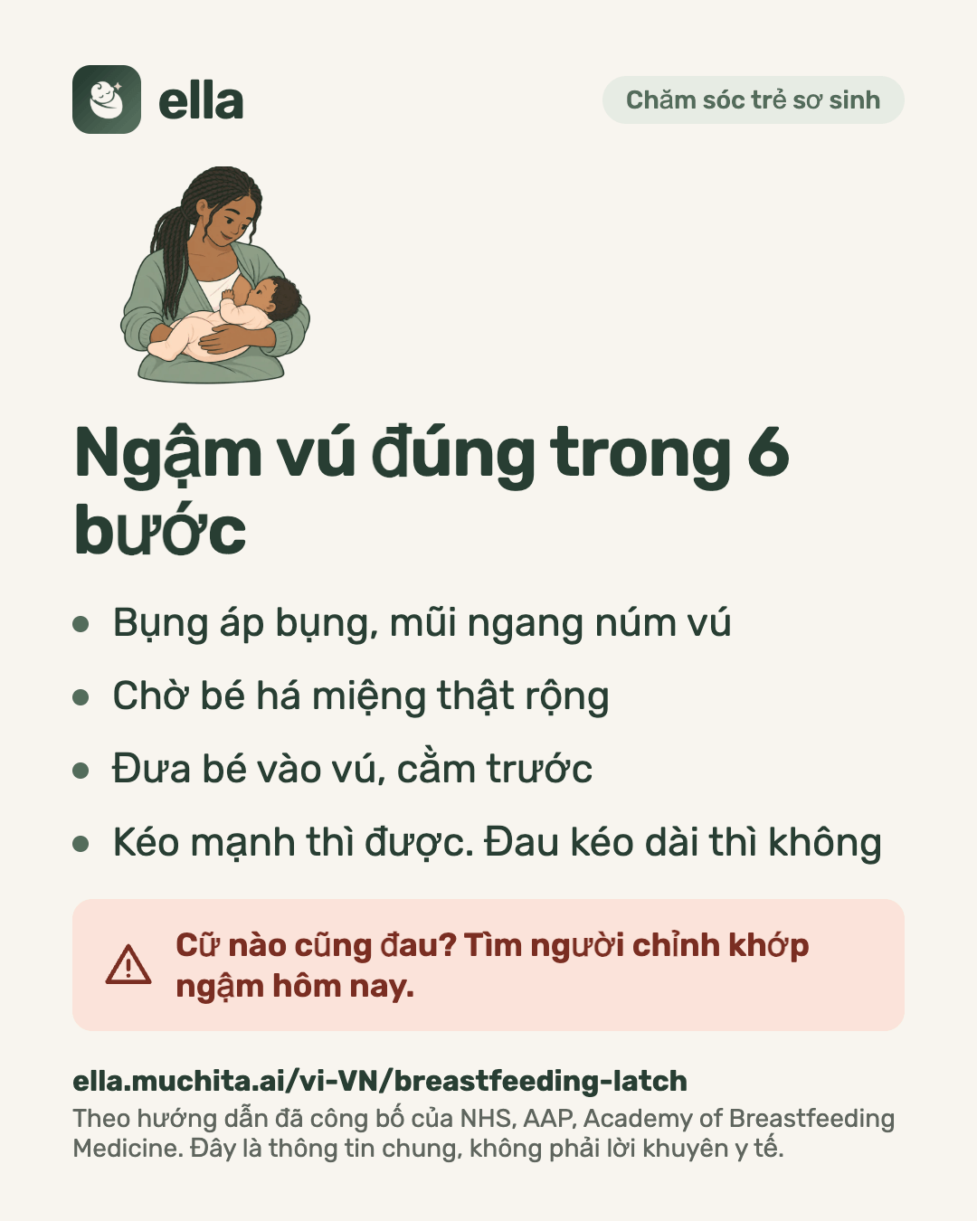 Ngậm vú đúng trong 6 bước