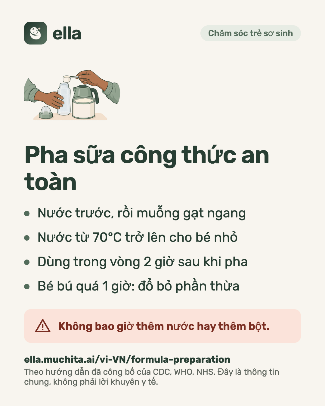 Pha sữa công thức an toàn