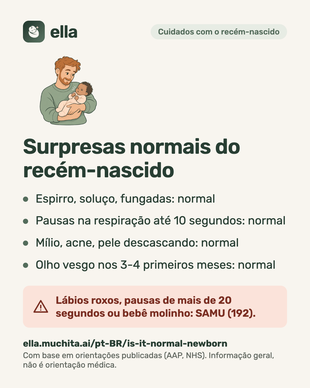 Surpresas normais do recém-nascido