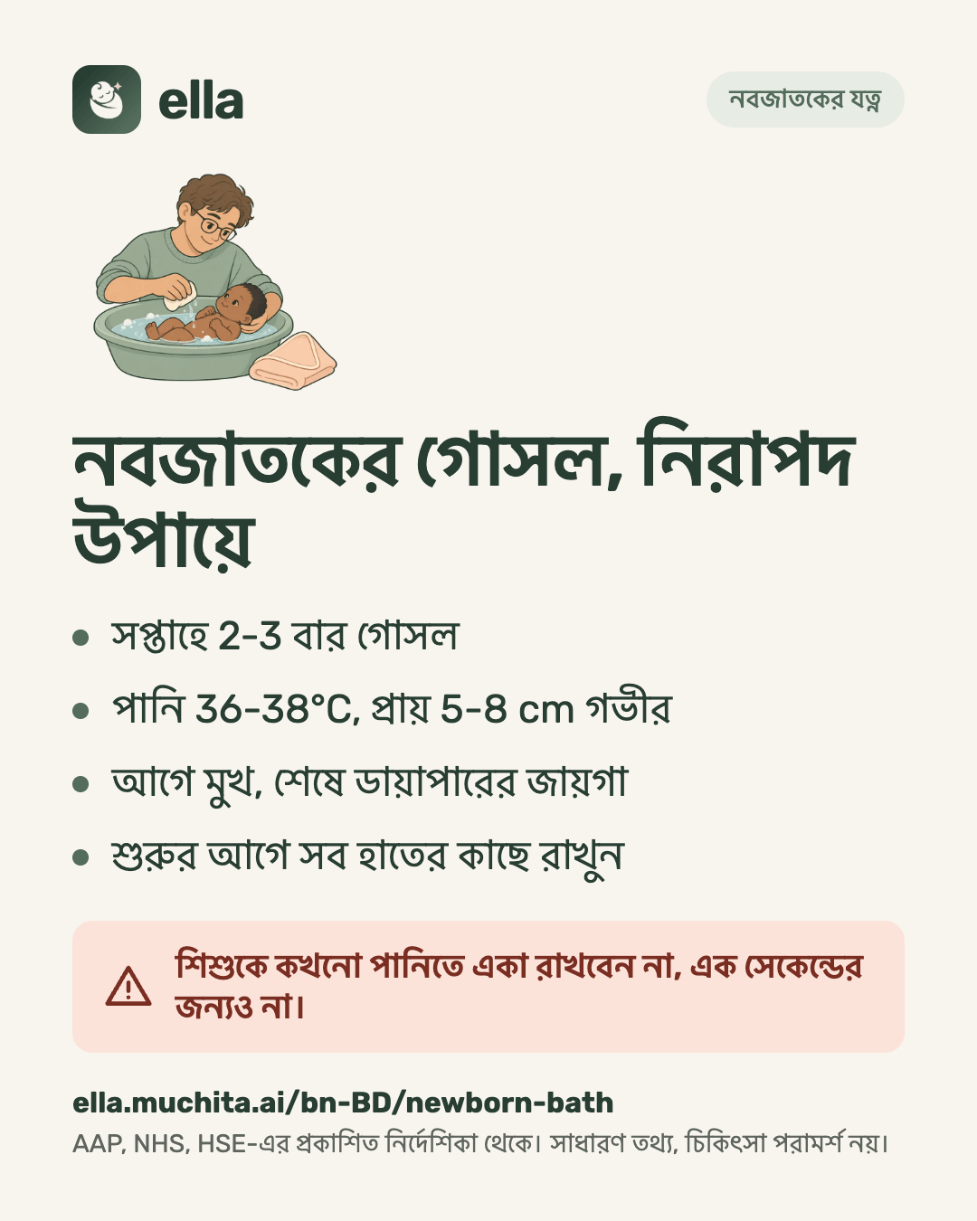 নবজাতকের গোসল, নিরাপদ উপায়ে