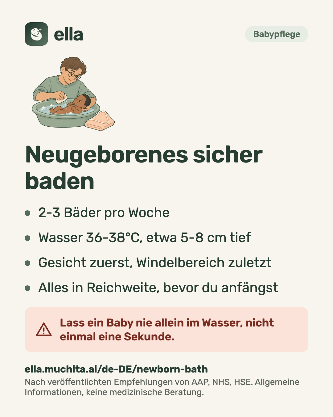 Neugeborenes sicher baden