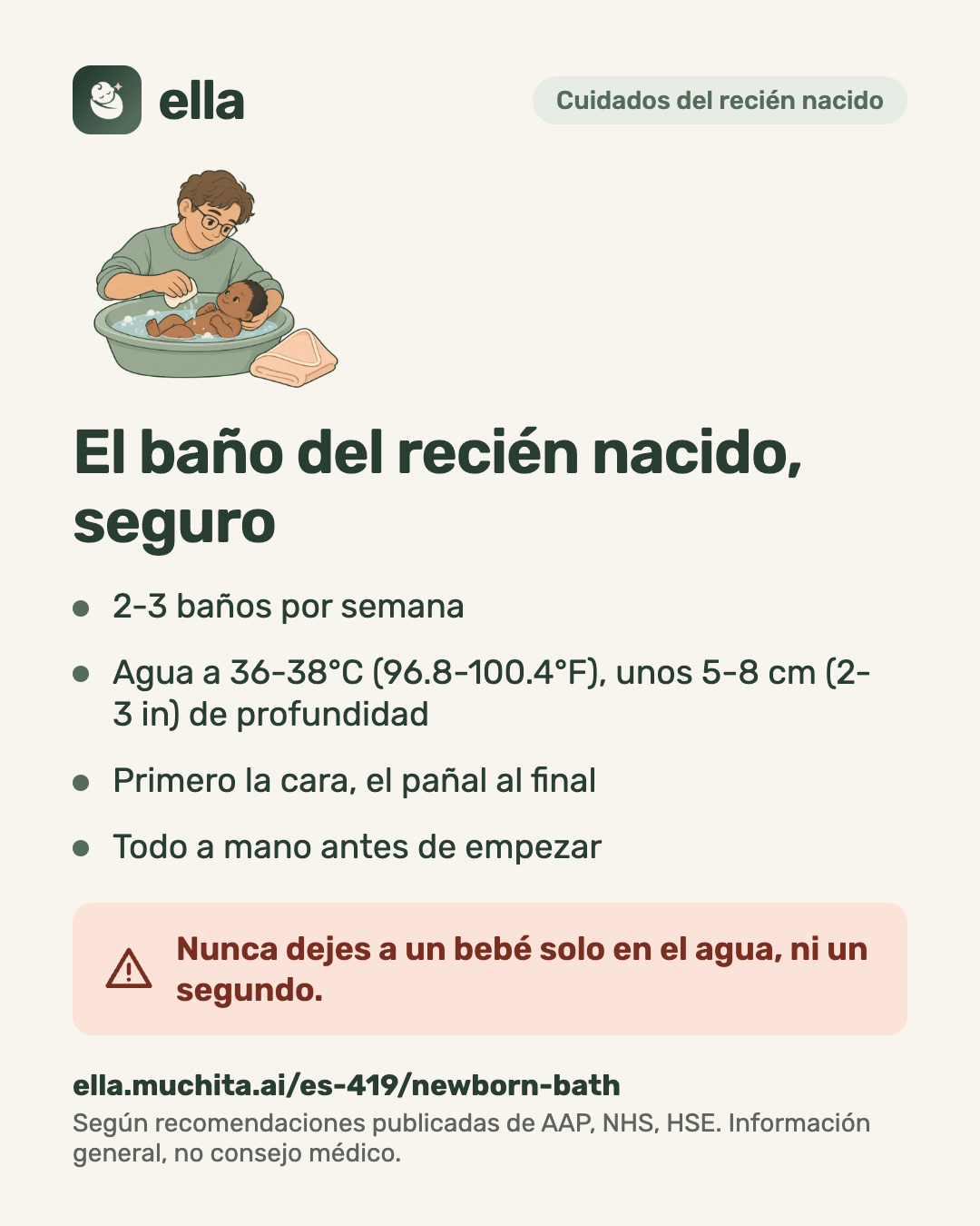 El baño del recién nacido, seguro