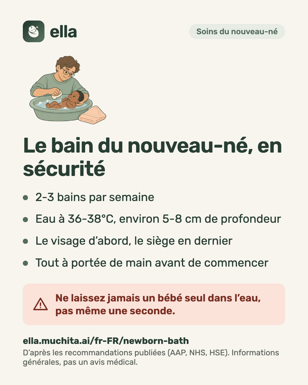 Le bain du nouveau-né, en sécurité