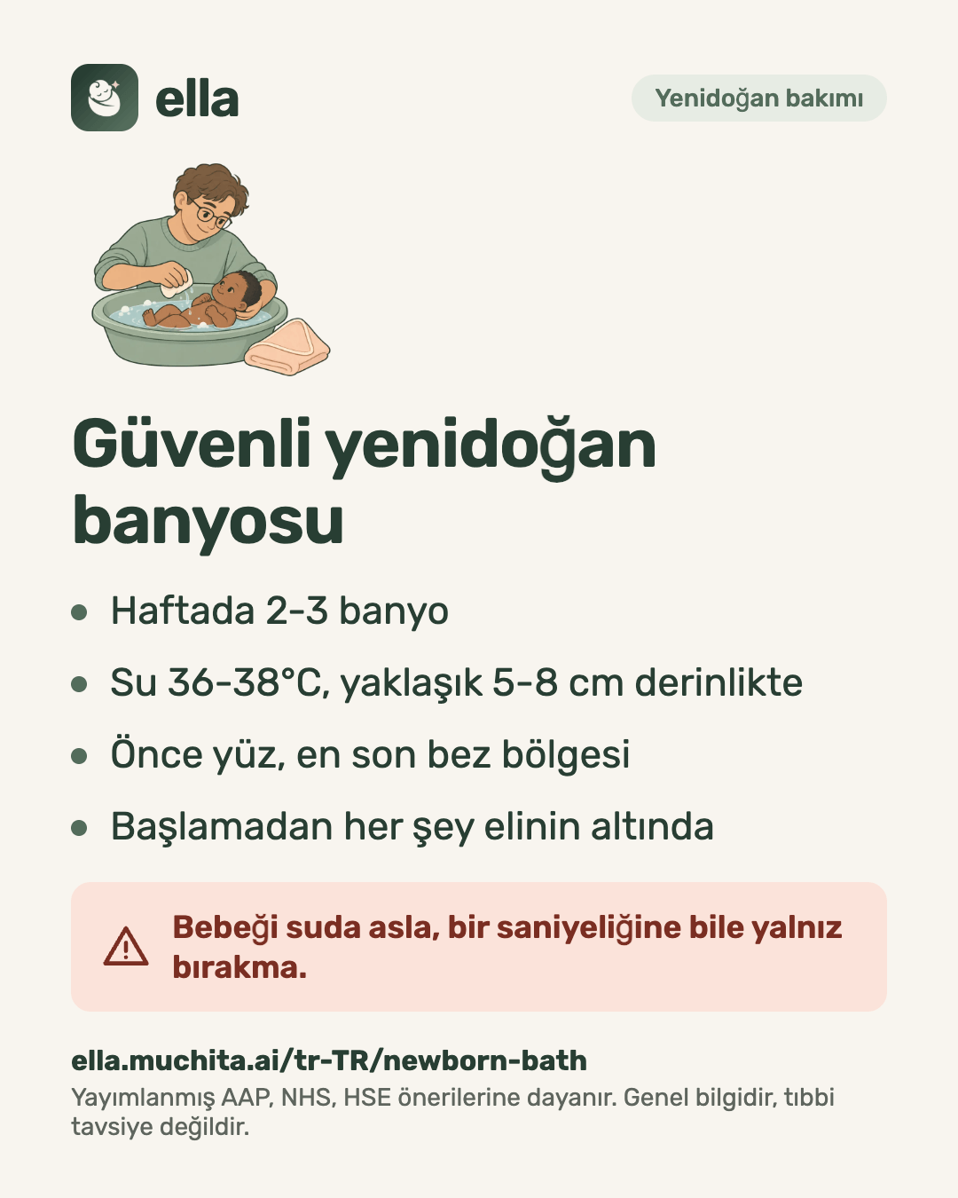 Güvenli yenidoğan banyosu