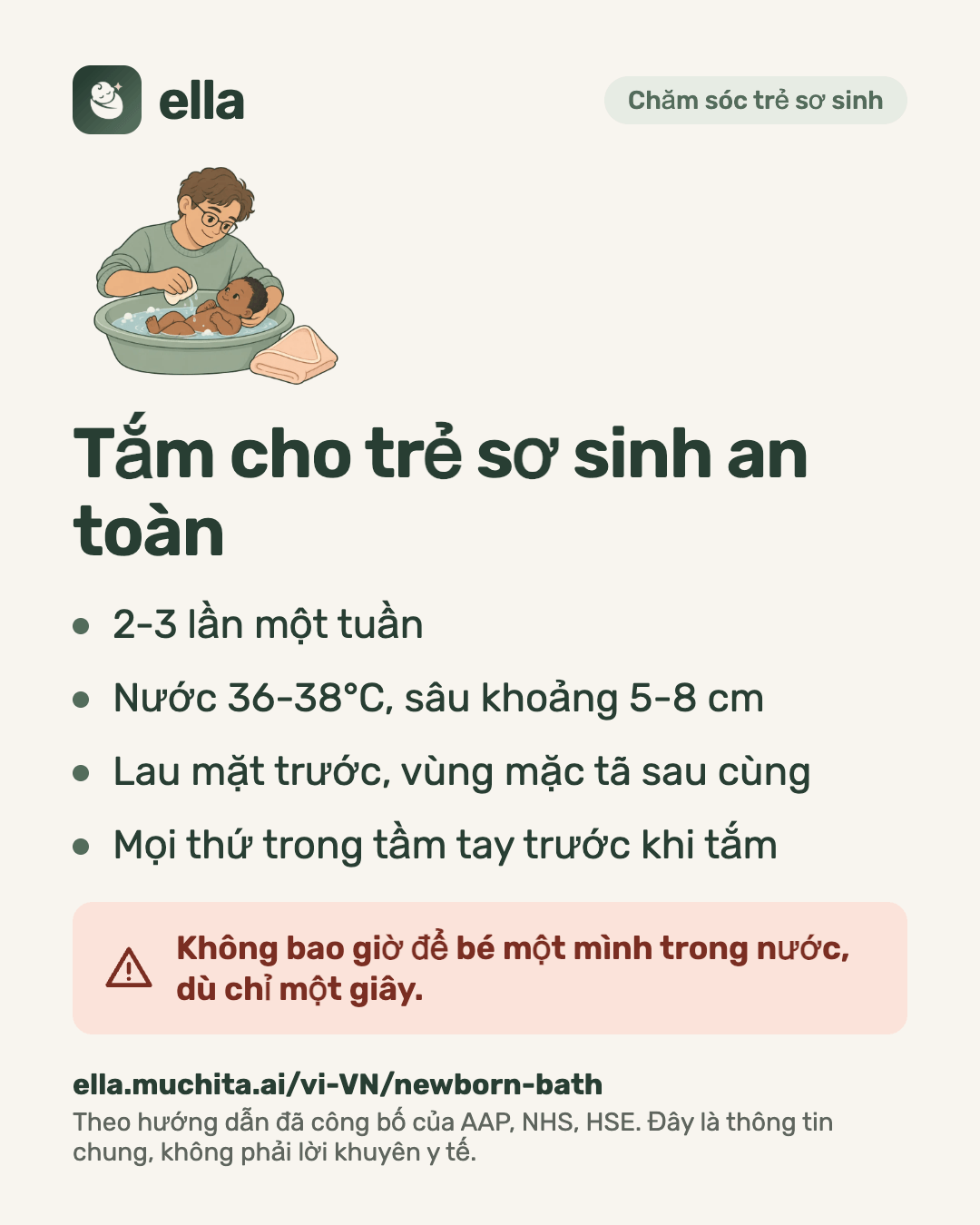 Tắm cho trẻ sơ sinh an toàn