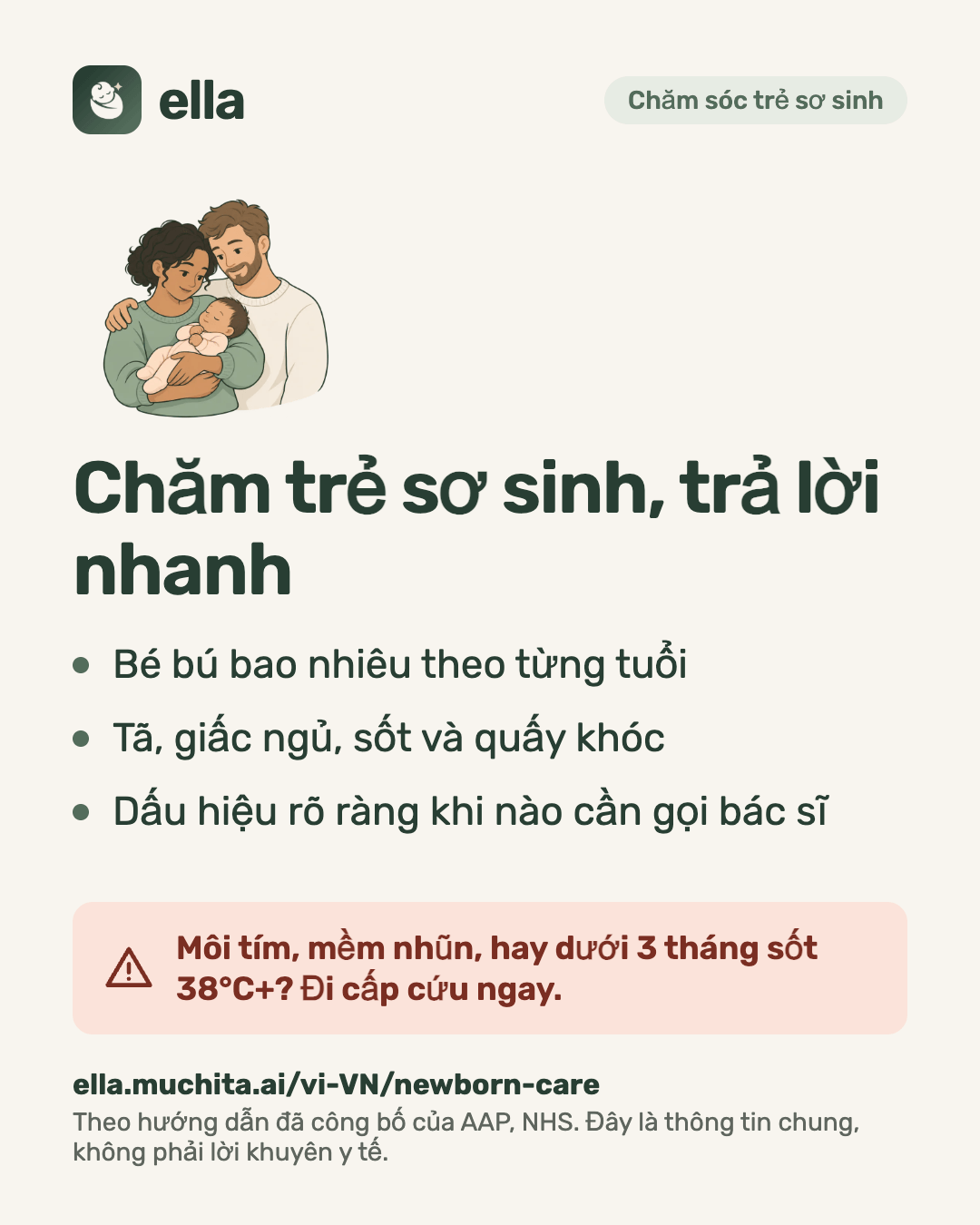 Chăm trẻ sơ sinh, trả lời nhanh
