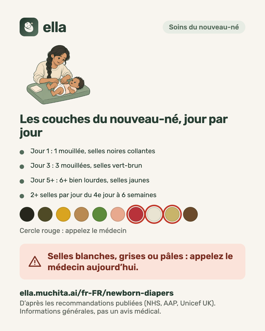 Les couches du nouveau-né, jour par jour