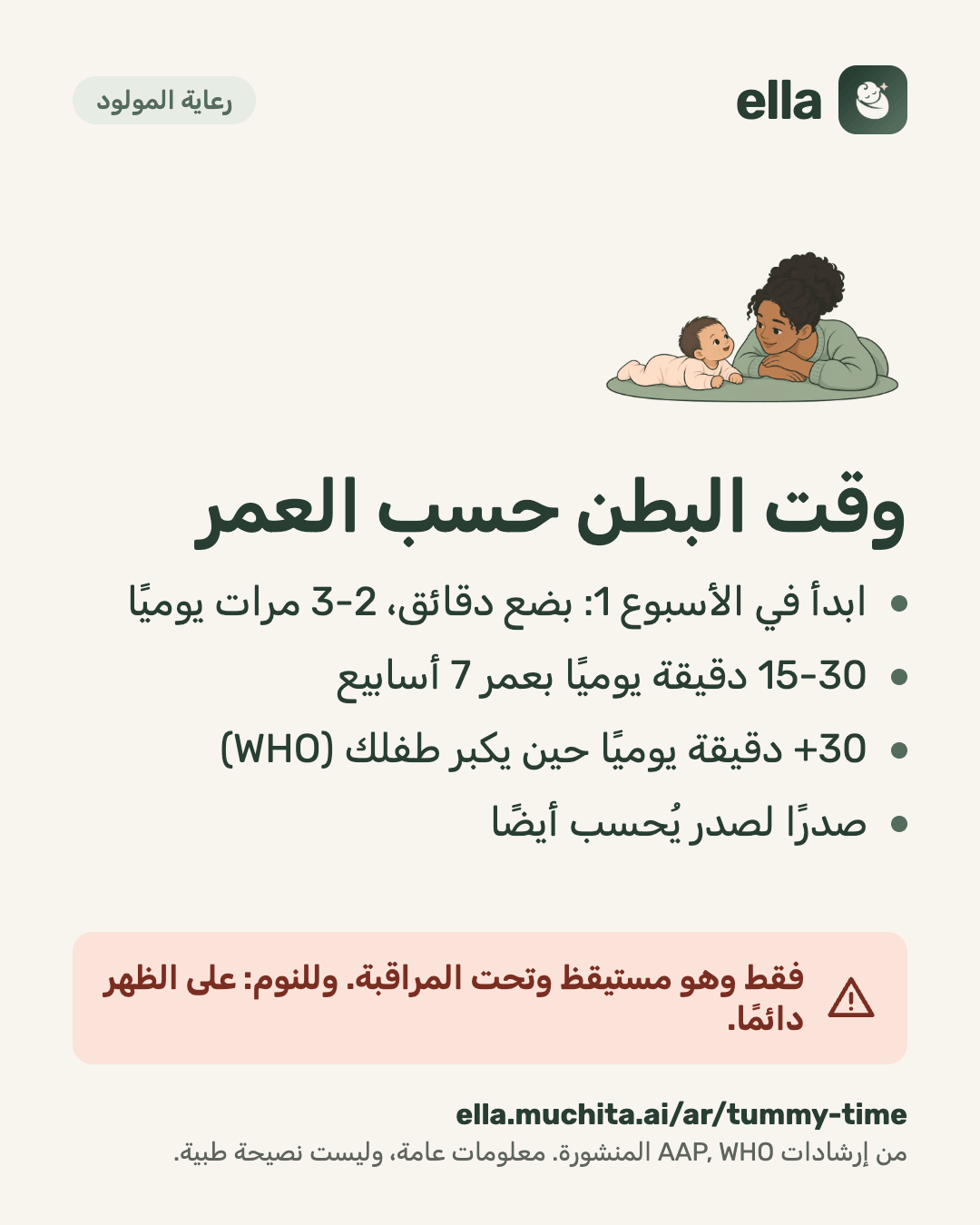 وقت البطن حسب العمر