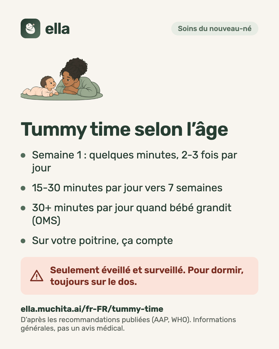 Tummy time selon l’âge