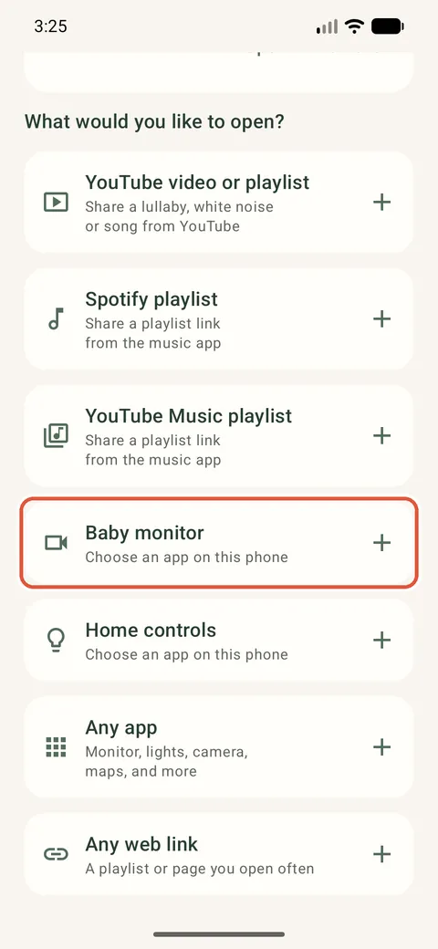 Android: Open an app, such as your baby monitor