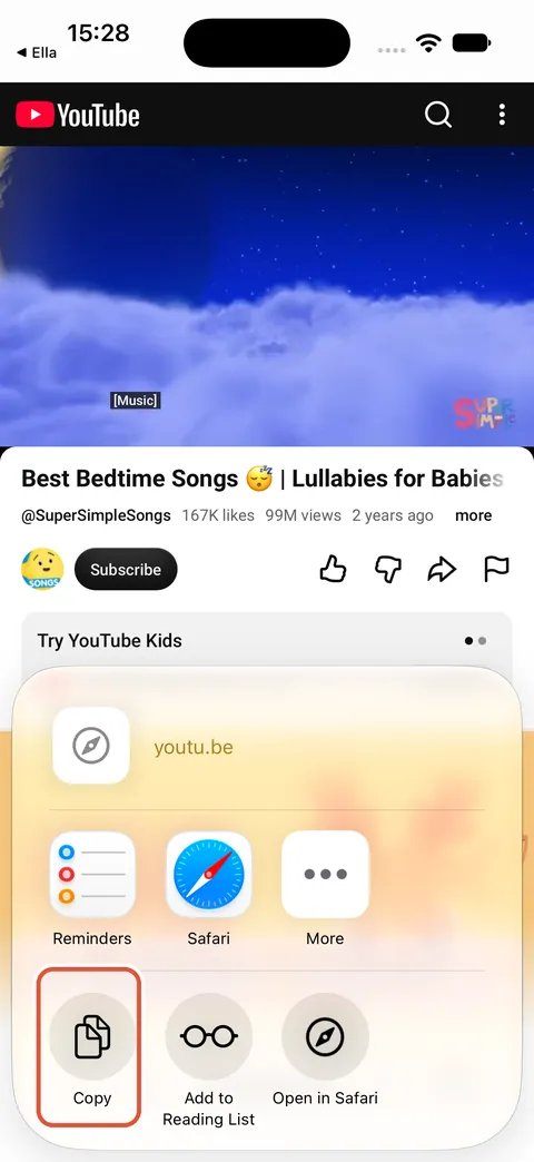 iPhone: 1. Copy the link